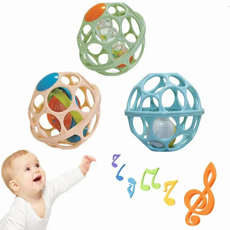 Hochet à main pour bébé, jouets en forme de balle souple, jouets de dentition pour nouveau-né, clochette à main, jouets sensoriels, jouets éducatifs pour enfants