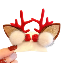 Load image into Gallery viewer, Barrettes à cheveux de Noël pour enfants, nœud, cerf, Père Noël, couvre-chef de Noël pour enfants, accessoires pour cheveux pour filles
