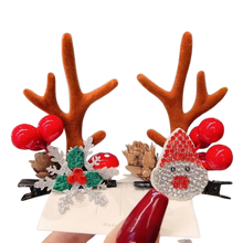 Load image into Gallery viewer, Barrettes à cheveux de Noël pour enfants, nœud, cerf, Père Noël, couvre-chef de Noël pour enfants, accessoires pour cheveux pour filles
