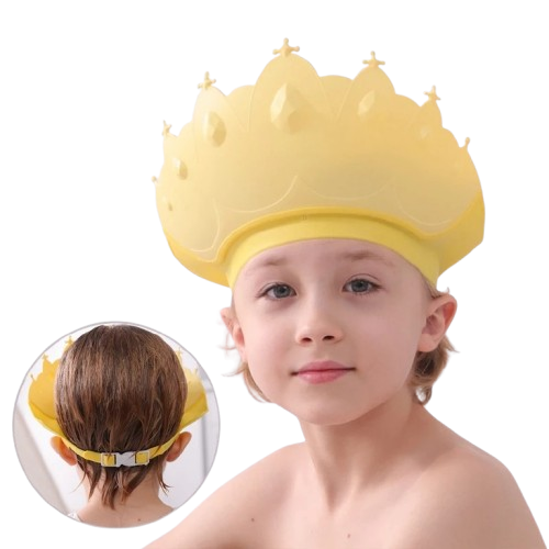 Bonnet de shampoing pour enfants, couronne, bonnet de douche pour bébé, taille réglable, dessin animé, visière de bain, bouclier pour cheveux, protection des oreilles, étanche